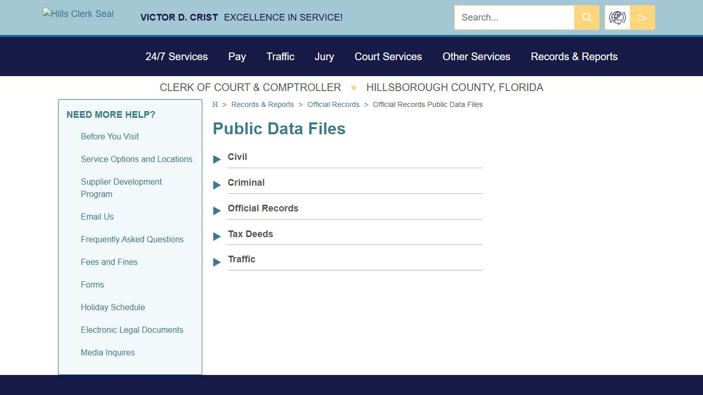 Official Records Public Data Files - Hillsclerk