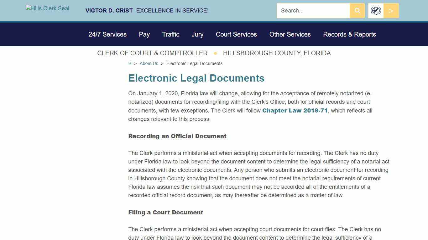 Electronic Legal Documents - Hillsclerk