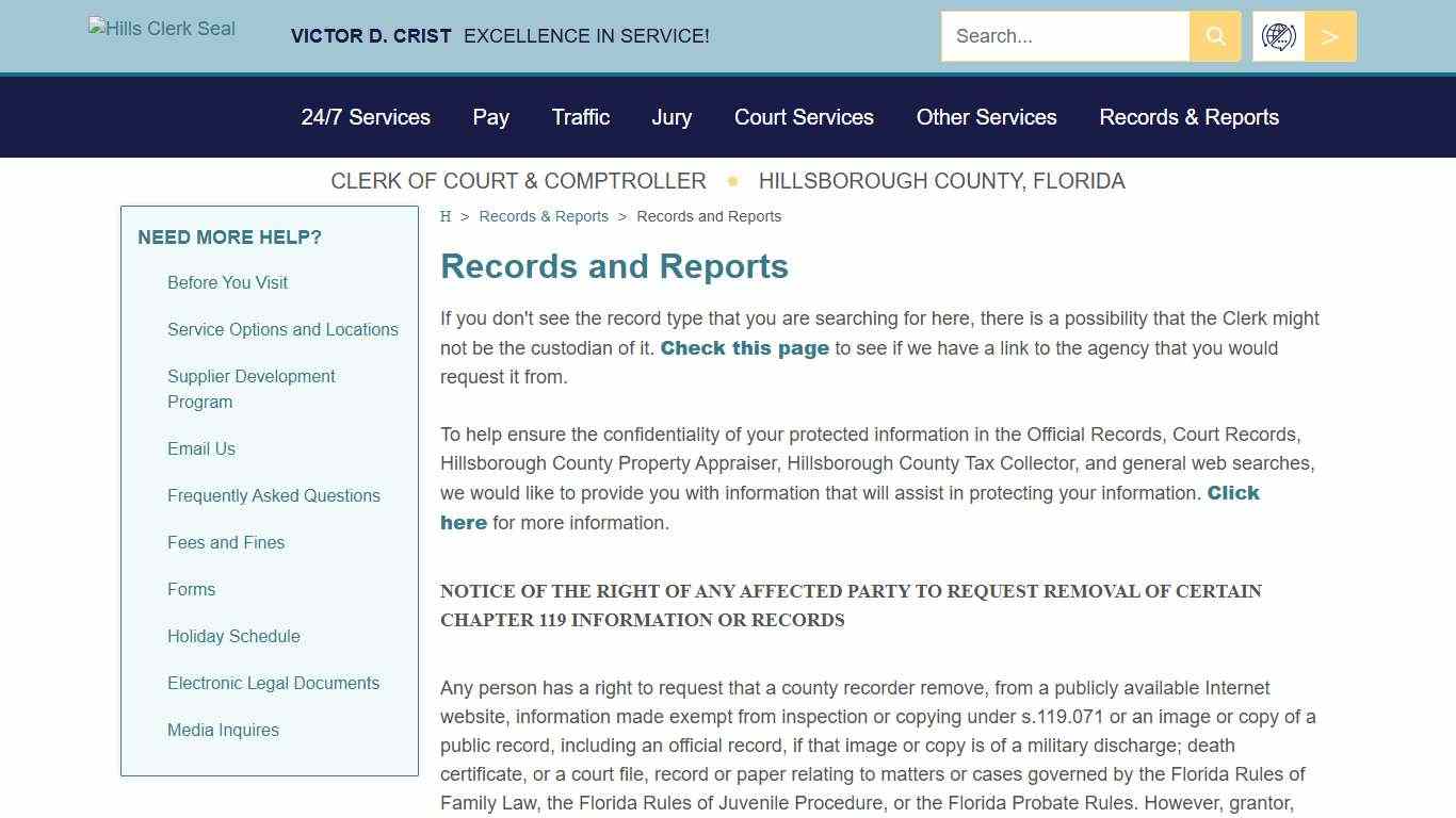 Records and Reports - Hillsclerk